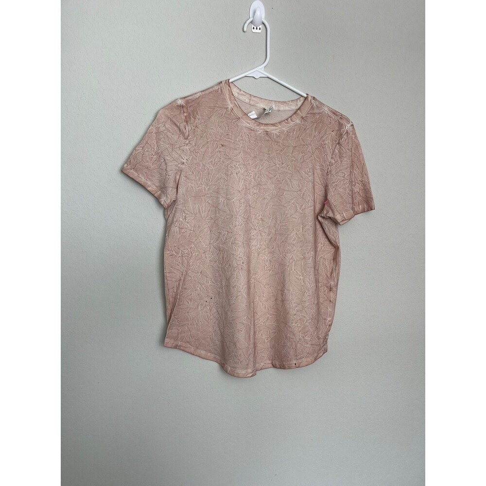 Lululemon Shirt Womens 4 Pink Short Sleeve Crew Neck Floral Print Athletic Top